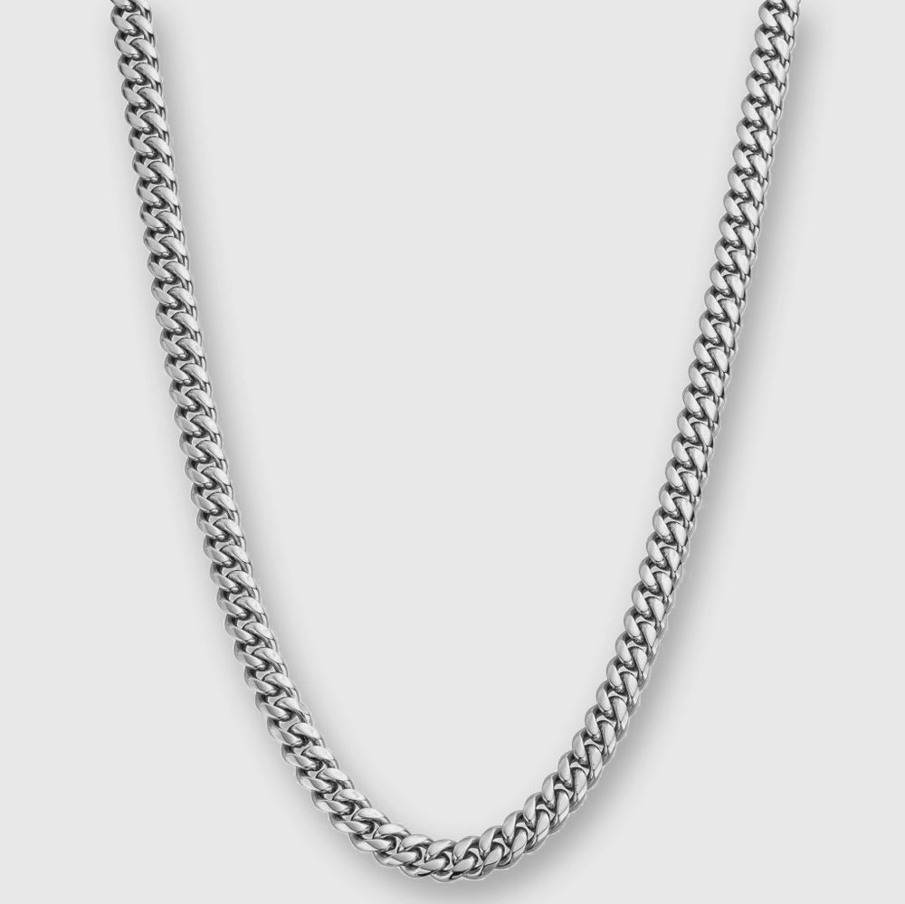 COLIER - CUBAN CHAIN (8MM, ARGINTIU)